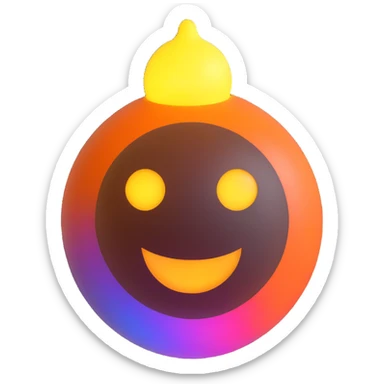 aura ball with a warm smile, glowing effect sticker