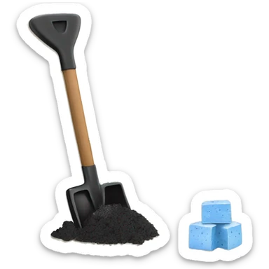 Black sugar strain and blue cheese strain with marijuana leaves and smoke. A shovel, hoe cartoon images in the middle of the words sticker