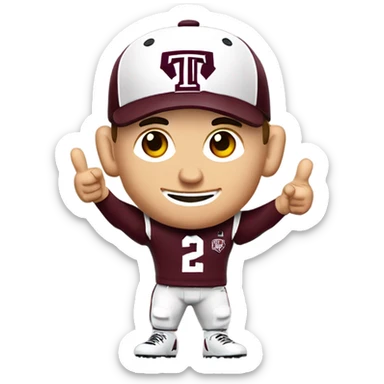 Johnny manziel in a Texas a&m maroon uniform holding up one thumb  sticker