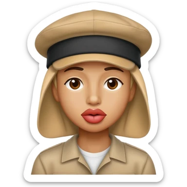 Lip sucked in, backwards hat on sticker