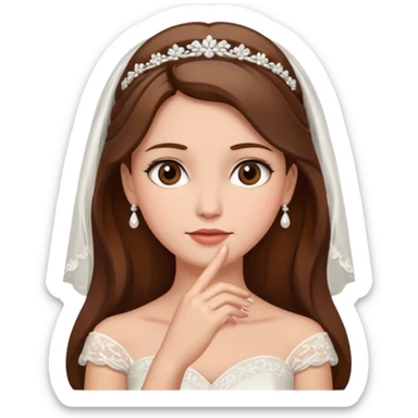 Blonde skin bride with brown hair with a chin on her face sticker