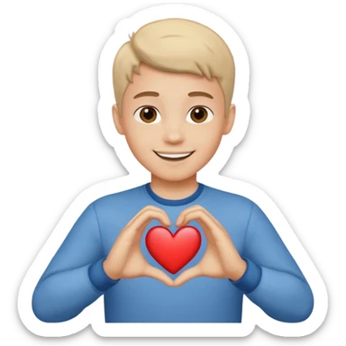 Un garçon beau qui fait un cœur sticker