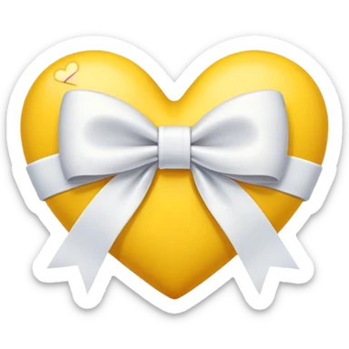 Yellow heart white bow sticker