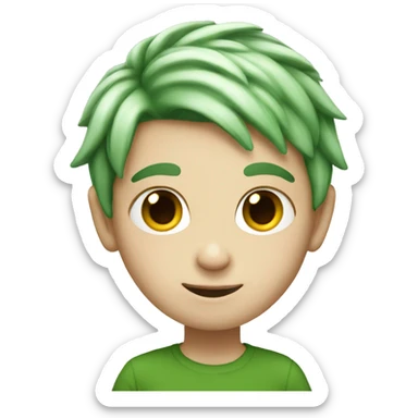 Boy Green Fairy, white skin, green hair sticker