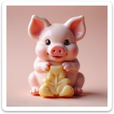 realistic candy shaped like a cute piglet, photorealistic style sticker