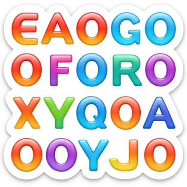 Emoji word “Metafora”, each letter as a metaphor, glossy emoji style, bright gradient, rounded vector, transparent background, PNG sticker
