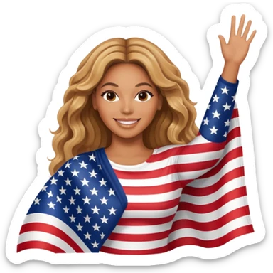 Beyonce with waving american flag sticker