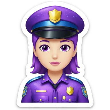 Glitter Purple and Cian police sticker