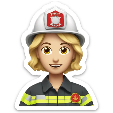 White woman fire fighter in love sticker