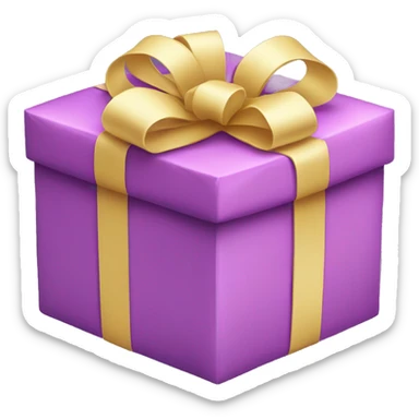 A wrapped gift box with a big ribbon bow sticker