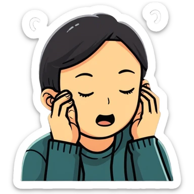 Personne qui a mal aux oreilles à cause du sons sticker