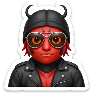 a badass ladybug beetle thug with sunglasses and a leather jacket sticker