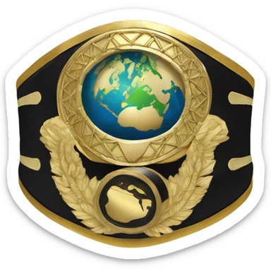 Championship title belt with the earth on front only use the colors gold and black sticker
