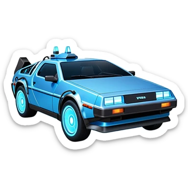 DeLorean car from Back to the Future with Tron movie feel sticker