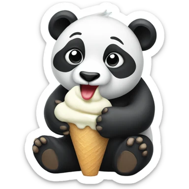 Panda eating ice cream sticker