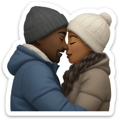 couple kissing outdoors in winter sticker