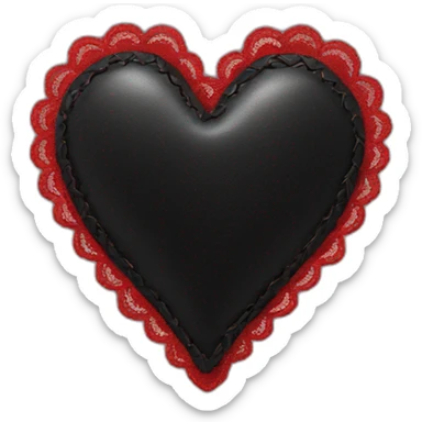 black leather heart with red lace sticker