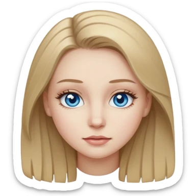 Girl with pale skin dark blonde hair and eye lashes sticker