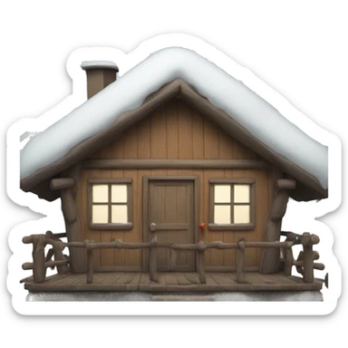 Cabin with snow on the roof sticker