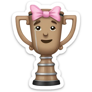 brown stanley cup with a cute pink bow sticker