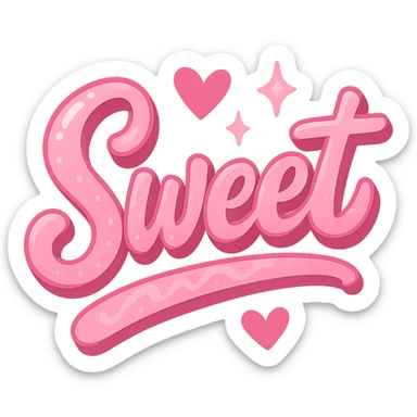 the word 'sweet' in a creative, pink-themed style, remove background sticker