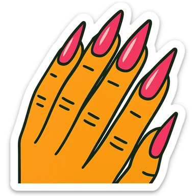 vibrant toon style pink gothic nails sticker