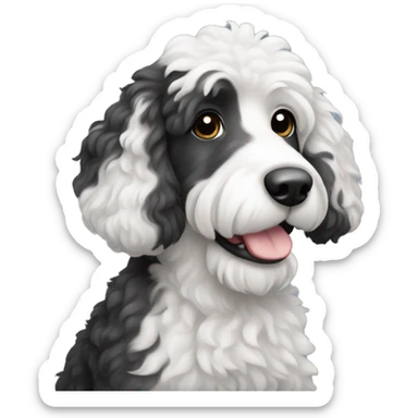 Black white and gray bernadoodle sticker