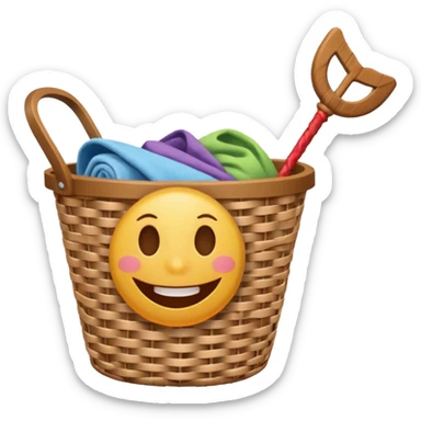 Laundry basket with magic wand and eyes and a mouth sticker