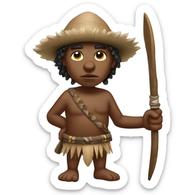 Aborigine with spear in a hand hunting sticker