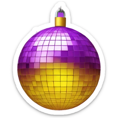 a purple and yellow disco ball sticker