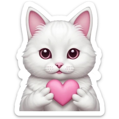 Cute white cat making heart shape with his hand sticker