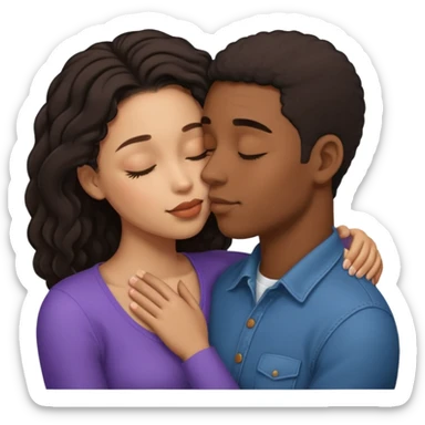 Ebony couple, light skin female brown skin male kissing sticker