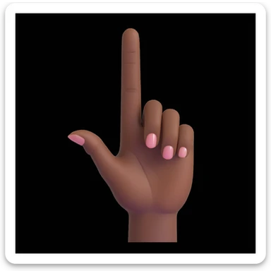 lady's index finger pointing up, feminine hand, dark skin, plain background sticker