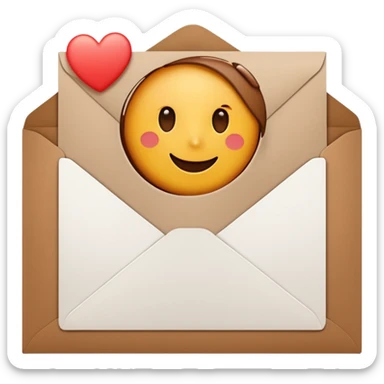 blank greeting card open with brown envelope next to it sticker