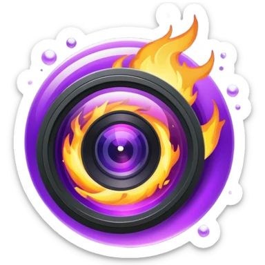 Glitter Fire Camera Purple sticker