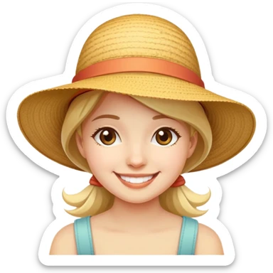 girl with a sunhat, smiling sticker