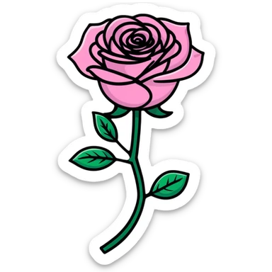 pink rose with glitter sticker