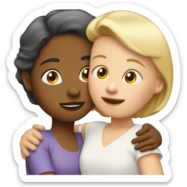 White mom hugging adult daughter sticker