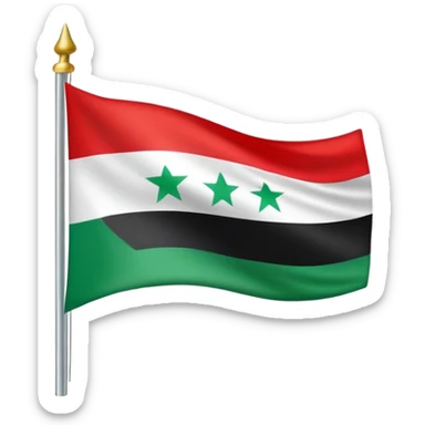 New syrien flag , green then white with 3 red stars then black sticker