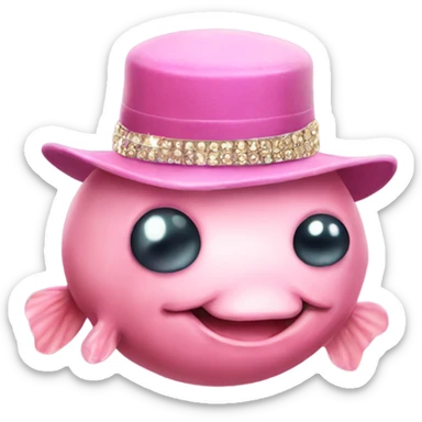 Blobfish with bling teeth and a jaunty hat sticker