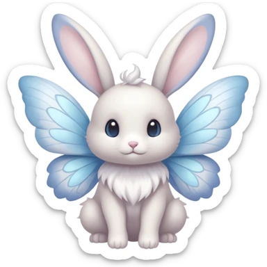 White pastel divine winged angelic furry bunny-butterfly-fairy-Fakémon-Minccino-Meowstic-hybrid-fusion (full body) sticker