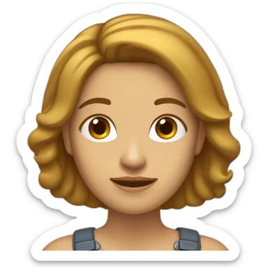 Mujer con cabello castaño claro y un poco de rubio, corto hasta el hombro, usando el celular  sticker