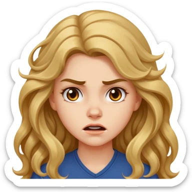 aggressive girl with long wavy hair sticker