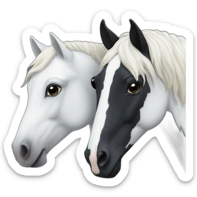 A black horse and a white horse sticker