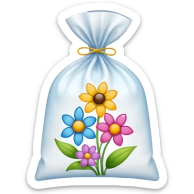 sac plastique noué et gonflé pour tamponner la peinture et créer de magnifiques fleurs colorées. sticker