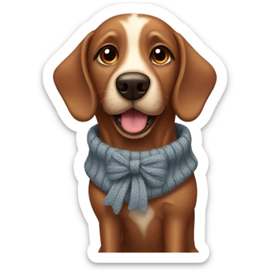 brown dog with a bow and cosy jumper  sticker
