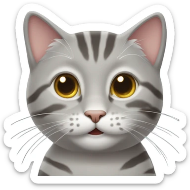Gray tabby cat smiling with squinty eyes  sticker