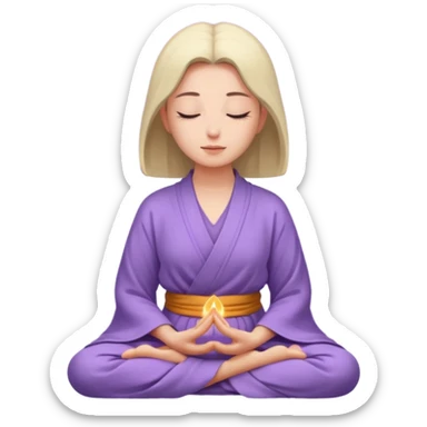 tranquil woman, meditating, face only, lavender Buddhist robe sticker