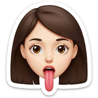 Brunette girl crossed eyed sticking tongue out sticker
