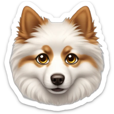 Spitz dog white color fluffy brown eyes sticker